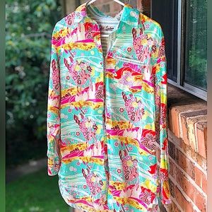 Robert Graham Button Down Shirt With Long Sleeves ,Signature Vivid Print, Size S